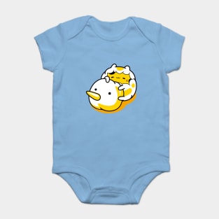 yellow cat hello winter Baby Bodysuit